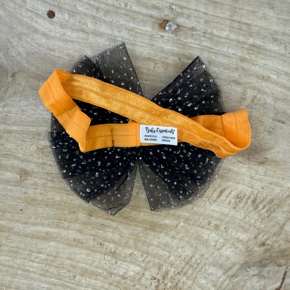 Baby Girl Halloween Outfit Set “Wicked Cute” Bib, Cat Bow Headband, Socks NWOT